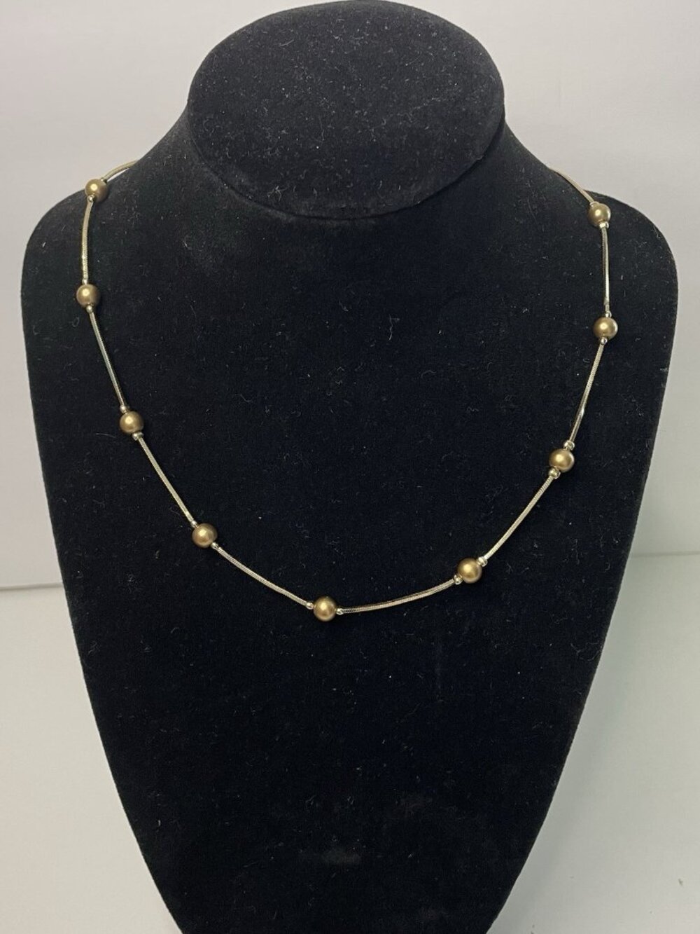 Monet Gold Tone Snake Chain Necklace with Stations Beads